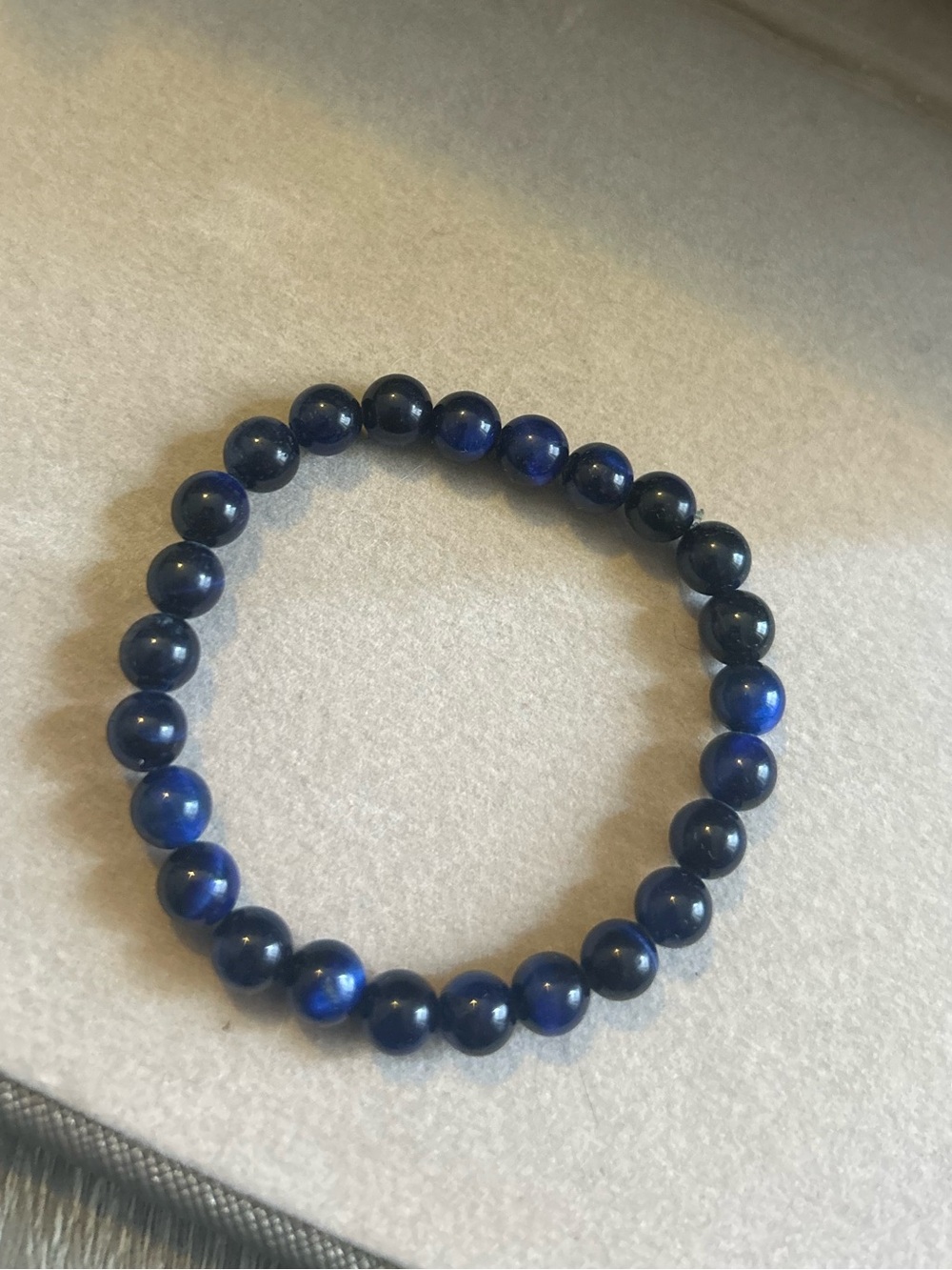 Blue Tigers Eye Crystal Stretch Bracelet - Handmade